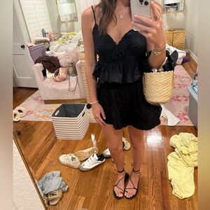 Zara Black ruffled/eyelet set